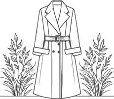 Elegant Cape-Style Overcoat Sketch vector