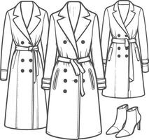 Simple A-Line Overcoat Outline vector