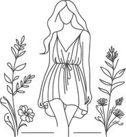 Boho Halter Dress Silhouette vector