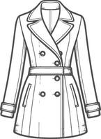 Structured Collar Overcoat Outline vector