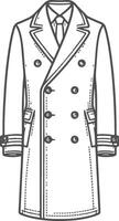 Soft Layered Overcoat Line Art Design vector