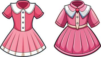 Retro Style Peter Pan Collar Dress vector
