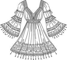Timeless Boho Ruffles Line Art vector