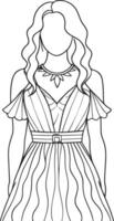 Ethereal Boho Line Art Gril vector