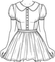 Elegant Peter Pan Collar Outline Design vector