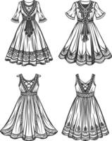 Set Dreamy Boho Line Art vector
