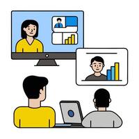 2D minimalize as Remote team collaborating on a software development project concept as A illustration of a remote team collaborating on a software development projec vector