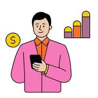 2D minimalize as Financial advisor using AI tools for stock market analysis concept as A illustration of a financial advisor using AI tools on a computer for stock ma vector