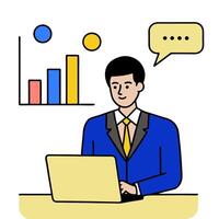 2D minimalize as Financial advisor using AI tools for stock market analysis concept as A illustration of a financial advisor using AI tools on a computer for stock ma vector