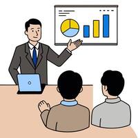 2D minimalize as Financial analyst working with financial graphs and charts concept as A illustration of a financial analyst working on a laptop with financial graphs vector