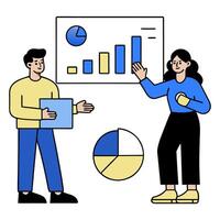 2D minimalize as Business team collaborating on a marketing strategy concept as A illustration of a business team collaborating on a marketing strategy using digital vector