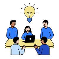 2D minimalize as Marketing team brainstorming innovative ideas concept as A illustration of a marketing team brainstorming innovative ideas in a creative workspace sh vector