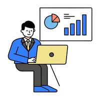 2D minimalize as Financial planner using digital tools for budgeting concept as A illustration of a financial planner using digital tools on a tablet for budgeting an vector