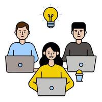 2D minimalize as Business team collaborating on a marketing strategy concept as A illustration of a business team collaborating on a marketing strategy using digital vector