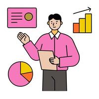 2D minimalize as Financial advisor using AI tools for stock market analysis concept as A illustration of a financial advisor using AI tools on a computer for stock ma vector