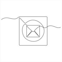 Continuous single line mail envelope letter drawing of illustration email sketch art post graphic letter line drawn outline vector