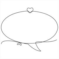Continuous speech bubble single line art drawing of dialogue speech bubble border illustration vector