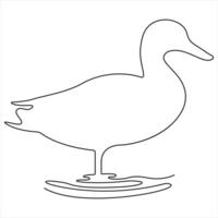 Continuous single line art drawing of pet animal duck concept single line draw style design vector
