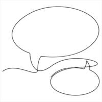 Continuous speech bubble single line drawing of dialogue speech bubble border outline line art vector