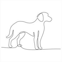 Single line art drawing dog continuous line illustration vector