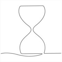 Continuous single line drawing of hourglass with flow sand Retro timer as time passing concept outline illustration vector