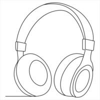 Continuous single line drawing of headphone,earphone outline illustration vector