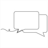 Continuous speech bubble single line drawing of dialogue speech bubble border outline hand line art vector