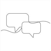 Continuous speech bubble single line art drawing of dialogue speech bubble border illustration vector