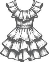 Chic Ruffle Hem Gown Sketch Design vector