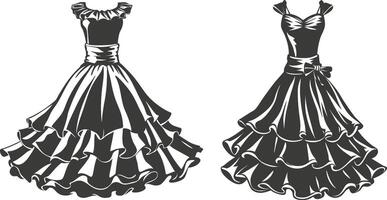 Pleated Ruffle Hem Gown Sketch Design vector
