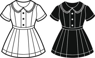 Buttoned Peter Pan Collar Silhouette Design vector