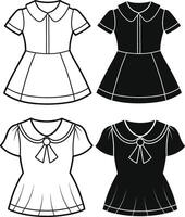 Flared Sleeve Peter Pan Collar vector