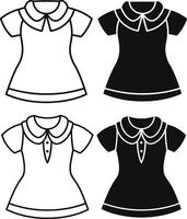 Formal Peter Pan Collar Silhouette Outline vector