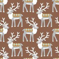 Seamless pattern with cute reindeer in winter clothes. Perfect for textile, wallpaper or nursery print design. vector