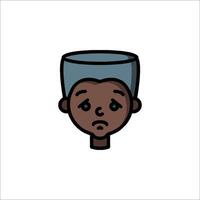 An icon of a black man with a sad face vector