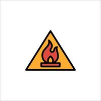 A warning sign with a flame in it vector