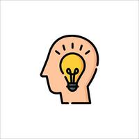 A man's head with an idea light bulb icon vector
