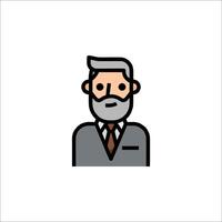 A man with a beard and tie icon vector