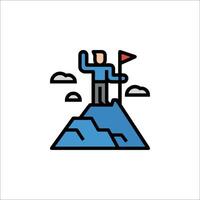 A man on top of a mountain with a flag vector