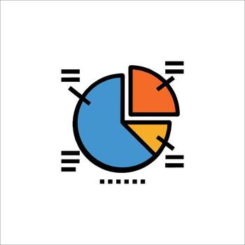 A pie chart icon with a line connecting it vector