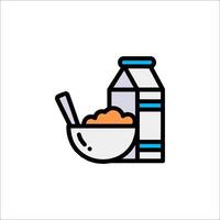 A bowl of cereal and milk icon vector