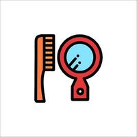 A magnifying glass and a comb icon vector