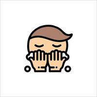 A man with his hands on his face and a towel in his hand vector