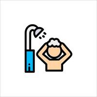 A man is taking a shower in front of a shower head vector