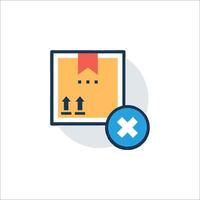 A box with a red arrow and a red cross vector