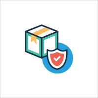 A box with a shield and a check mark on it vector