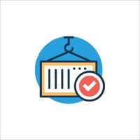 A check mark on a box with a hanging rack vector