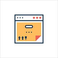A web page with a button and arrows vector