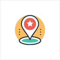 A location marker icon with a star on it vector