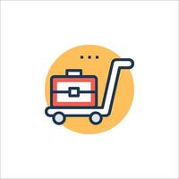A cart with a suitcase on it, with a line icon vector